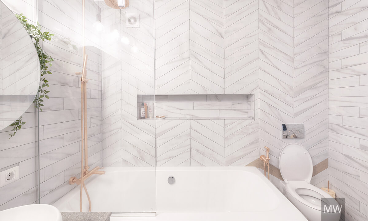 design interior baie, design casa, baie cu cada, robineti alama, faianta deschisa, marmura, most wanted design design interior baie, design casa, baie cu cada, robineti alama, faianta deschisa, marmura, most wanted design