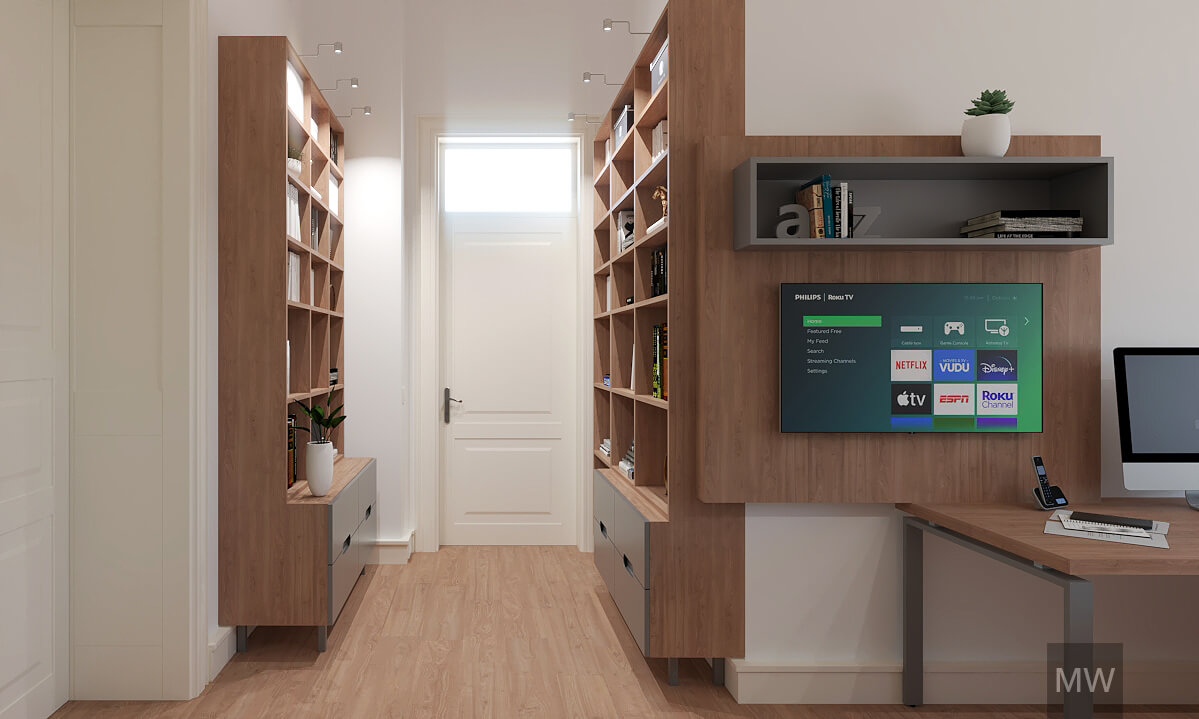 intrare in birou, rafturi de biblioteca, facute la comanda, randari 3d, most wanted design intrare in birou, rafturi de biblioteca, facute la comanda, randari 3d, most wanted design