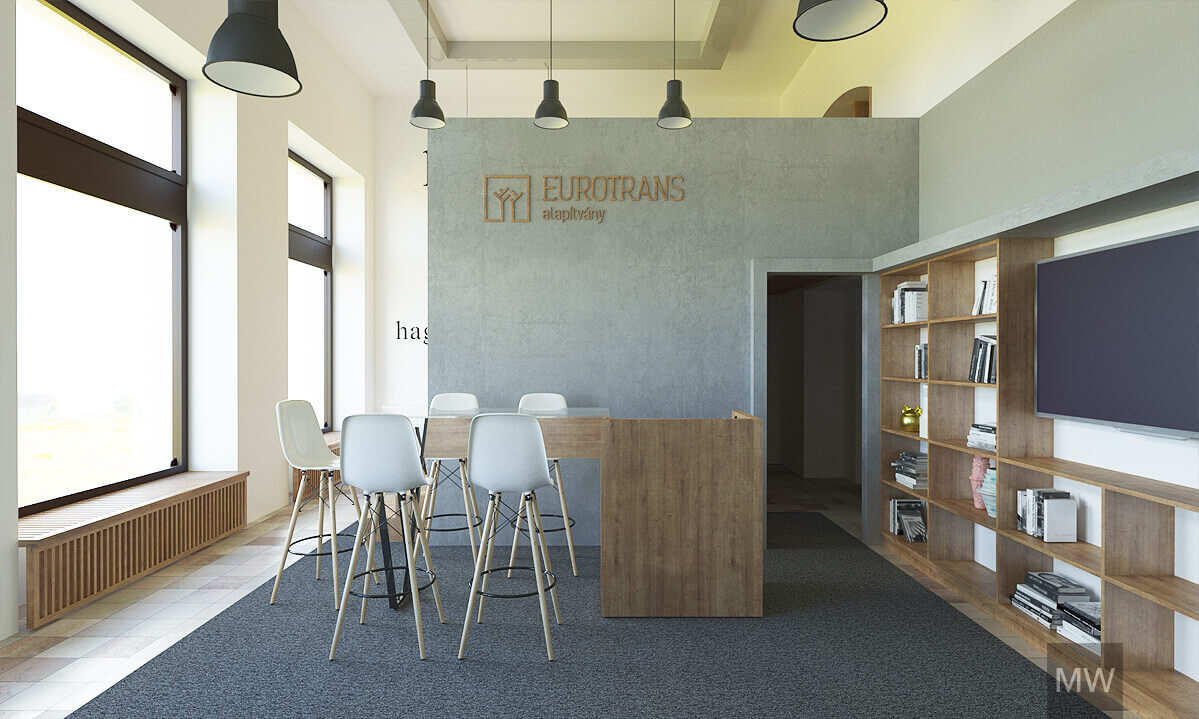 Eurotrans_mostwanted_showcase-1-c vedere frontala cu receptia de la biroul eurotrans, randare 3d, design most wanted design