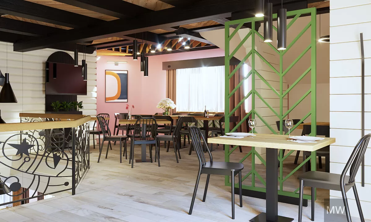 randare 3d, restaurant cabana de munte, zona vip, structuri metalice randare 3d, restaurant cabana de munte, zona vip, structuri metalice