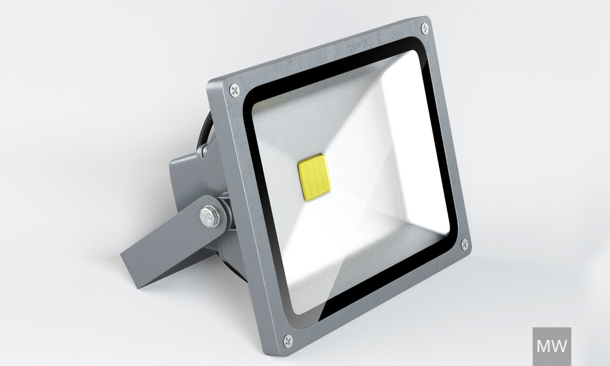 proiector led, randare 3d tip studio, vedere din fata proiector led, randare 3d tip studio, vedere din fata