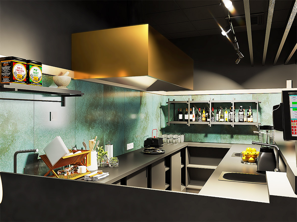 design interior bar_kintaro oradea_lotus center_pereti negrii cu faianta verde si hota acoperita cu alama interior bar_lotus center design interior bar_kintaro oradea_lotus center_pereti negrii cu faianta verde si hota acoperita cu alama interior bar_lotus center