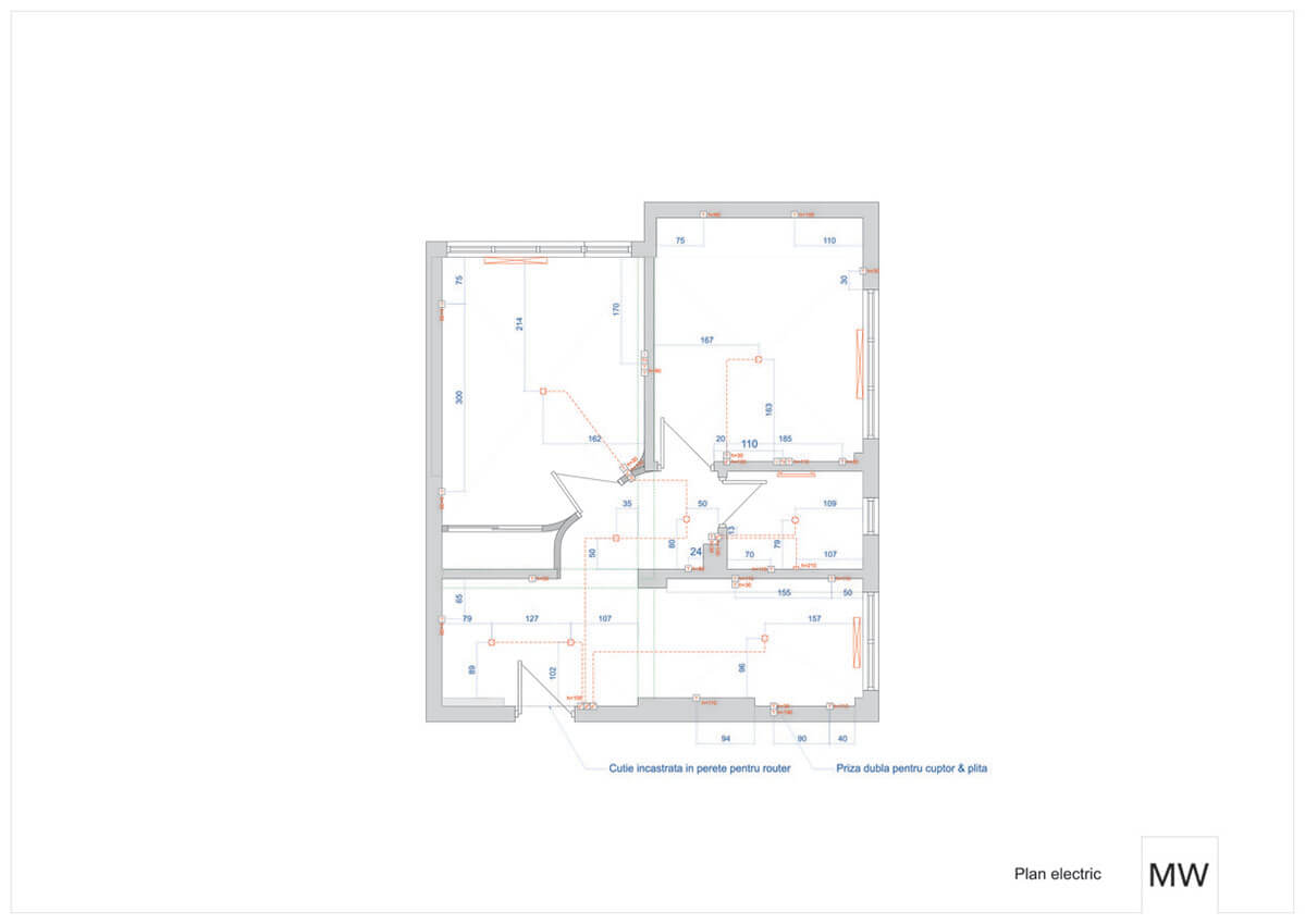 Architectural Floor Plan of Residential Space A detailed architectural floor plan of a residential space, with annotated dimensions and specific areas to avoid, including the kitchen, bathroom, and living area.