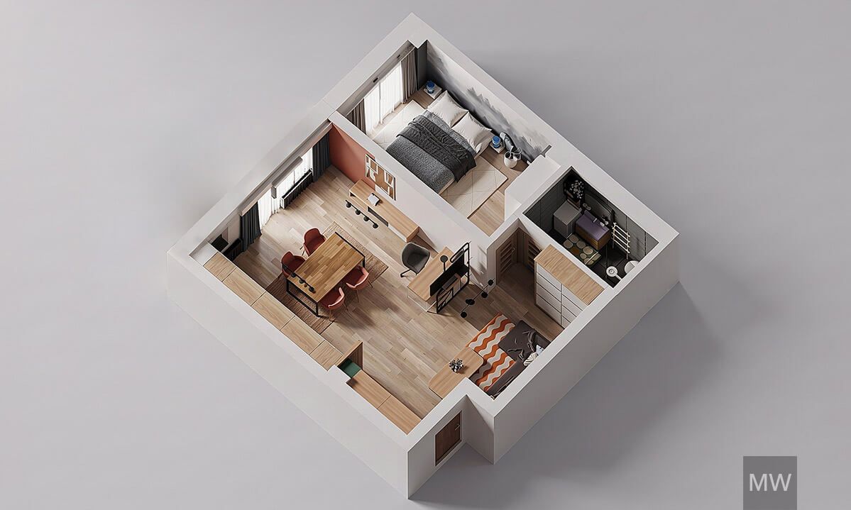 10-plan randat 3d, axonometrie, design interior apartament, cluj napoca, rbnb plan randat 3d, axonometrie, design interior apartament, cluj napoca, rbnb