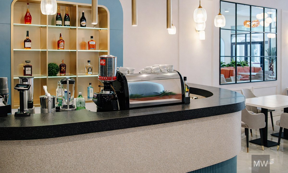 detaliu bar restaurant delise, turda, corian combinat cu mdf vopsit detaliu bar restaurant delise, turda, corian combinat cu mdf vopsit